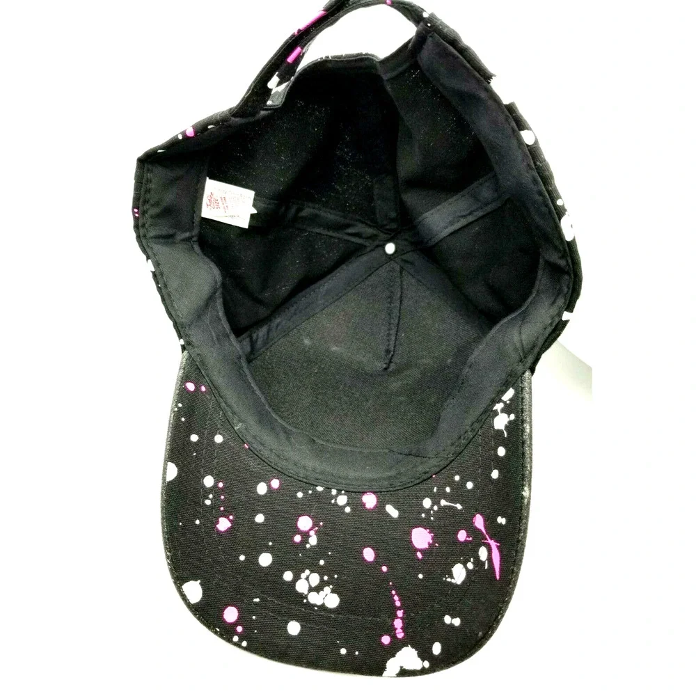 Justice Girl Squad Baseball Cap Black Pink Heart Paint Splatters SUPER CUTE